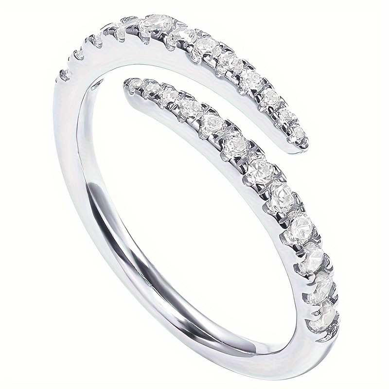 Women's Spiral Wrap Open Band Ring with Synthetic Cubic Zirconia